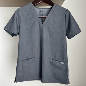 FIGS Scrubs Gray Technical Collection Top V Neck 2 Pocket Womens Small